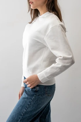 تیشرت آستین بلند دورس سرشانه افتاده زنانه