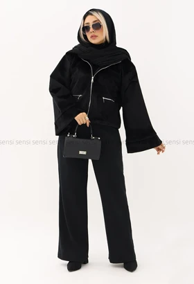 کراپ کت جلو زیپ پوست کد1005195