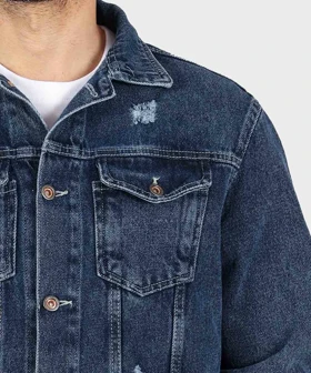 کت جین آبی تیره زخمی 0211