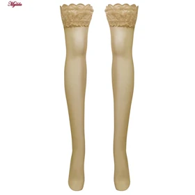 جوراب ساق بلند زنانه مدل شیشه ای کرم کد 4927-4445