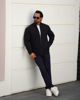 سویشرت تمام زیپ کتان کج‌راه مردانه