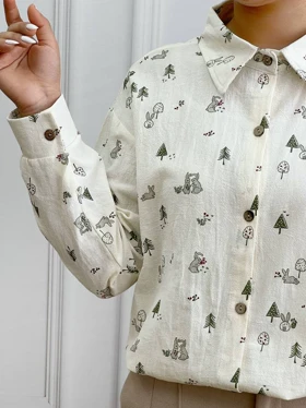 شومیز مانتویی کنف کاج کد 3560