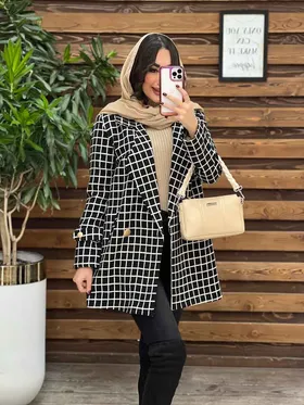 پالتو چهارخونه یقه انگلیسی