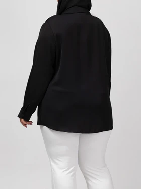 شومیز زنانه سایز بزرگ کرپ یقه مردانه آستین بلند 30106