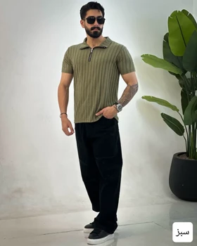 تیشرت مردانه نیم زیپ مراکشی سالار_کد4636