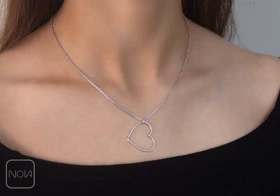 گردنبند نقره قلب میله‌ای