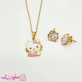 نیم ست کودکانه دخترانه مدل هلوکیتی صورتی