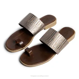 صندل اران گازولین نقره‌ای پیتون - GAAZOLIN Oran Sandals Silver Python