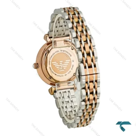 ساعت زنانه امپریو آرمانی دو رنگ رزگلد صفحه نگین‌دار Armani-7995-L