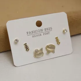 پک گوشواره نگین‌دار گیوا با آبکاری نقره925 رنگ گلد