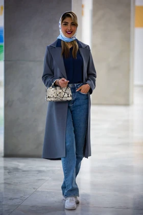 مانتو بزایاق یقه انگلیسی بلند