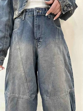 شلوار جین زنانه بالنی طرح دار