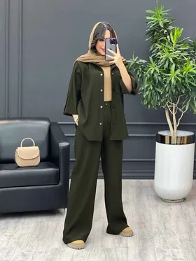 ست مانتو و شلوار بیسکوییتی