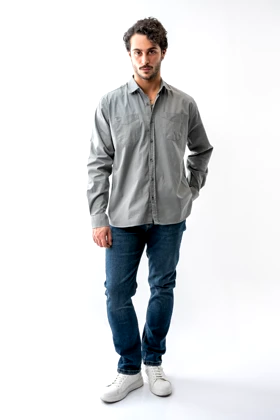 پیراهن آستین بلند دو جیب رگولار مردانه