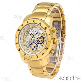 ساعت بولگاری زنانه سه موتوره طلایی صفحه اسکلتون سفید 106094