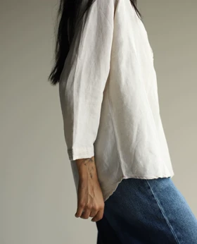 شومیز لینن استخوانی یقه گرد ngh_h&m