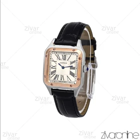 ساعت کارتیر مدل سانتوس دومونت قاب رزگلد نقره ای صفحه سفید 106175