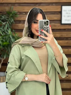 مانتو لینن آستین ضربدری پایین پاگن