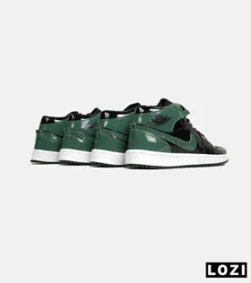 کفش کتانی ساق‌دار مردانه و زنانه مشکی سبز ورنی NIKE jordan 1
