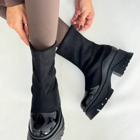 نیم بوت پشت زیپ برت 357 (مشکی)