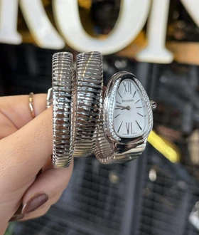 ساعت ماری بولگاری زنانه نقره ای دور نگین