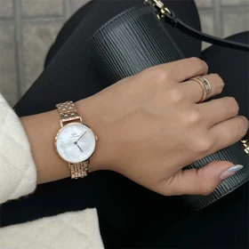 ساعت زنانه دنیل ولینگتون رزگلد صفحه گرد نگینی DW-5414-L
