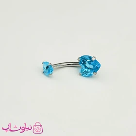 پیرسینگ ناف با نگین قلبی آبی روشن کد 698
