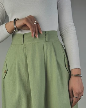 دامن لینن جیب لوزی کد 400065