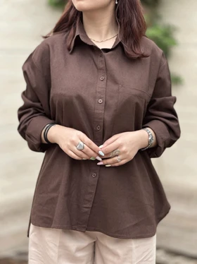 شومیز لینن قهوه ای 35330