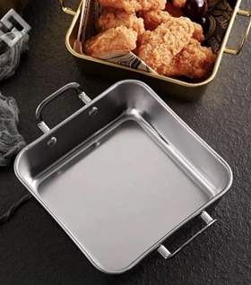 تابه سرو مربع استیل دسته دار سیلور