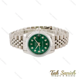 ساعت رولکس زنانه دیت جاست نقره ای صفحه سبز مدیوم Rolex-4511-M-L