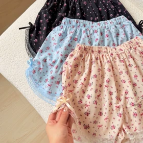 شورتک گل‌گلی توری زنانه - کد 830