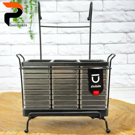 جاقاشقی آویز مستطیل 3 قلو نقره ای تایلندی بازن