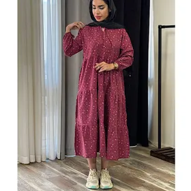 مانتو ساحلی عروسکی طرحدار نخ پنبه