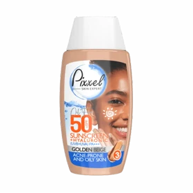 ضد آفتاب رنگی بژ طلایی پیکسل Pixel SPF 50 مناسب پوست جوشدار و چرب 50 میلی‌لیتر
