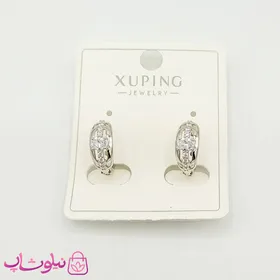 گوشواره حلقه‌ای دخترانه ژوپینگ کوچک نگین‌دار