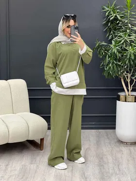 مانتو شلوار جلو بسته یقه دار