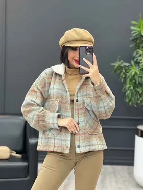شکت چهارخونه یقه خز