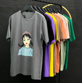 تیشرت زنانه نخ پنبه طرح دختر