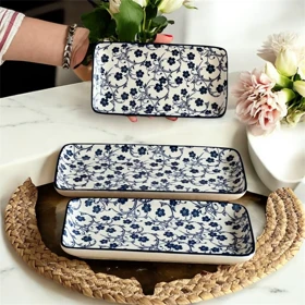 رولت خوری دنی هوم طرح گل سرمه ای در سه سایز / BA18_BA19_BA20