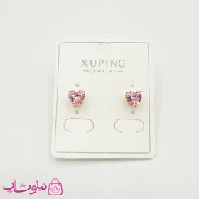 گوشواره میخی ژوپینگ قلبی صورتی کوچک