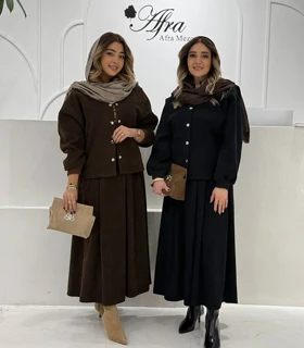 ست کت و دامن جیر افرا کد 14003860 (مشکی)