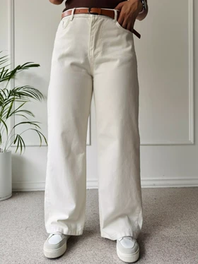 شلوار کتان نیم بگ نهال