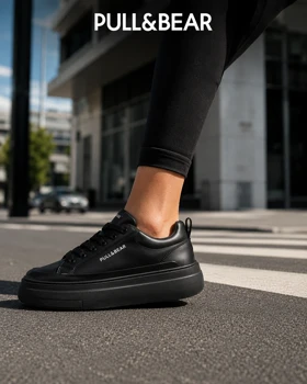 کتانی کژوال پول اند بیر مشکی زنانه خرید کفش اسپرت Pull&Bear مدل 9087