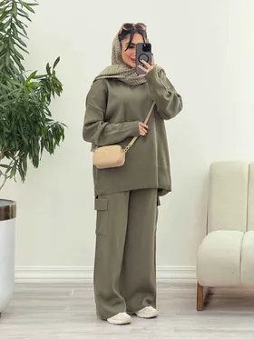 ست بافت و شلوار جیب‌دار آناهید