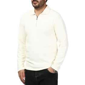 پولوشرت آستین بلند نیم زیپ مردانه سیزر مدل 1550452