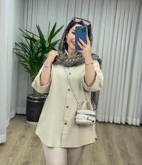 مانتو لینن پشت دکمه کد 2129