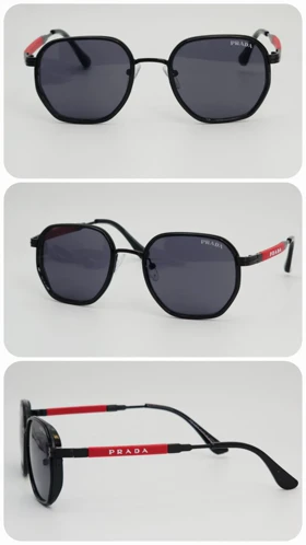 عینک آفتابی مردانه و زنانه پرادا Prada SPS111/S ضد اشعه UV400 ایتالیایی (فریم مشکی عدسی‌ها مشکی)