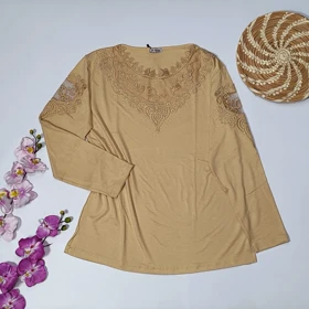 شومیز گیپوردار مدل دلسا کد 50274 (کرم)