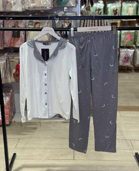 بلوز شلوار جلو دکمه‌ای سایز  نرمال سیاه اینجه کد24008